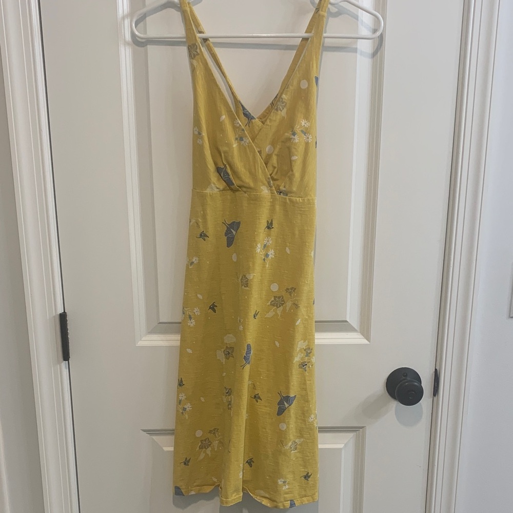 Patagonia Yellow Floral a line Amber Dawn Travel Dress size small